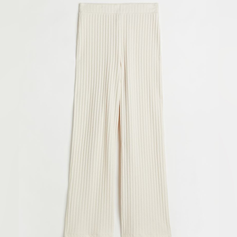 MATCHING SET H&M CREAM OFF WHITE RIB KNIT SWEATER SET SIZE M-L